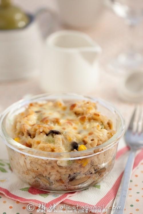 剩米饭的华丽转身---芝士蘑菇焗饭