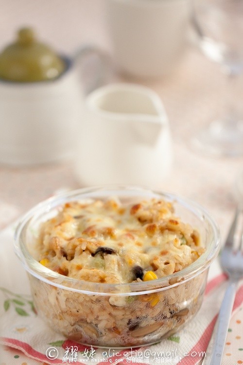 剩米饭的华丽转身---芝士蘑菇焗饭